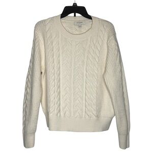 Banana Republic Sweater Cream Cable Knit L Cottagecore Boho Fisherman